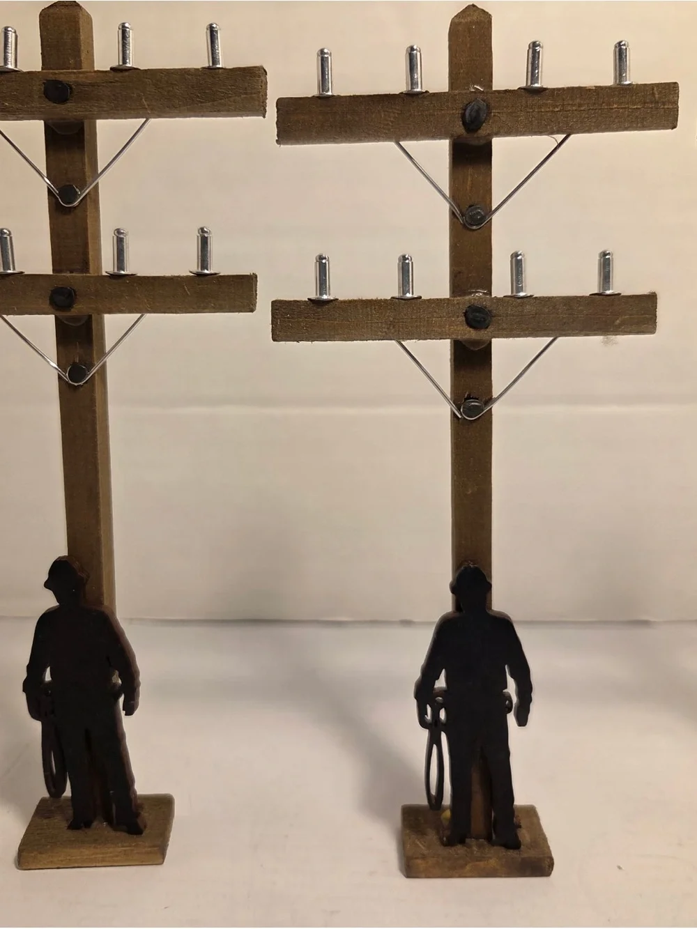 4 LINEMAN POLE & Silhouette Climber | cake decoration | 12” Miniature Decor